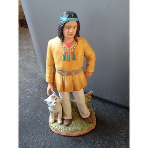 HOMCO Native American Figurine #1404 Indian Brave Heart 8" Thanksgiving Decor